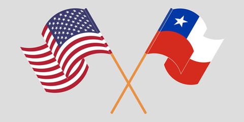 Crossed flags of Chile and the USA