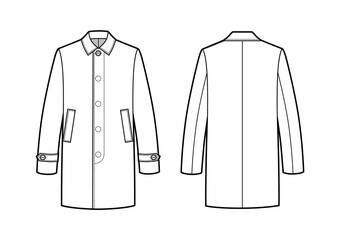 Vector illustration of men's coat with secret fastener.