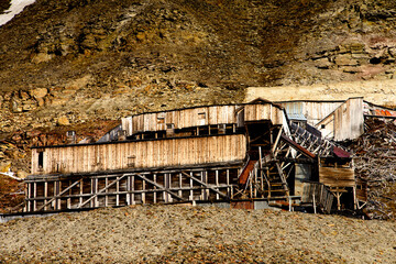 Old coal mining station of Longyearbyen, Svalbard, Norway