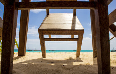 Wooden chair on the beach