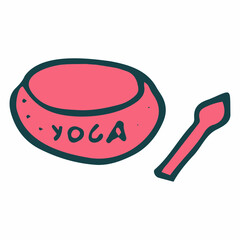 Singing bowl, yoga tools.