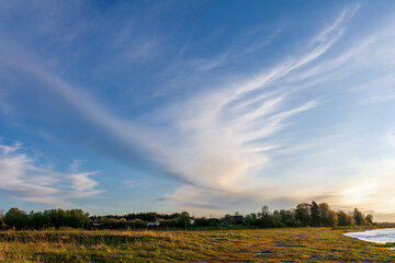 Obraz premium Summer sky over the Velikaya river, Pskov region, Russia