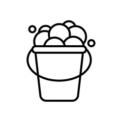 cleaning bucket with soapy water, line style