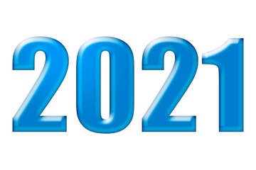 Año 2021 azul en fondo blanco.