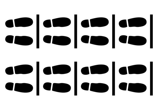 Huellas negras de zapato haciendo cola.