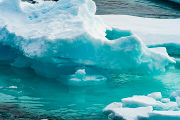 Beautiful landscpe of the Ice pieces on the water in Arctic