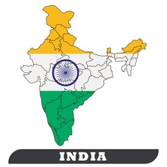 Indian Map and Indian Flag. Indian flag use for background drawing by illustration