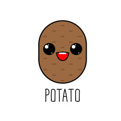 Funny cartoon potato character in kawaii style