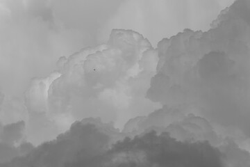 sky with clouds in summer. Black and white