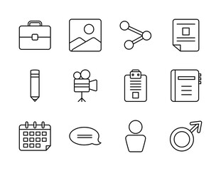 avatar and web icons set, line style