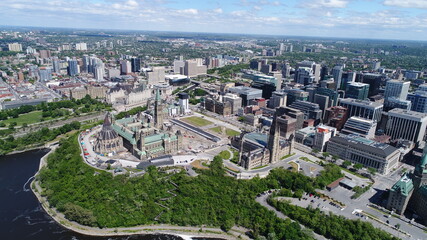 Aerial/Drone Photo of Parliament Hill & Ottawa River 