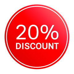 20% off sale. 20% off discount promotion vector isolated on white background.