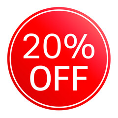 20% off sale. 20% off discount promotion vector isolated on white background.