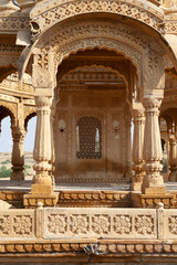 Bada Bagh Cenotaphs, the graves of maharajas, outside Jaisalmer, Rajasthan, North India, Asia