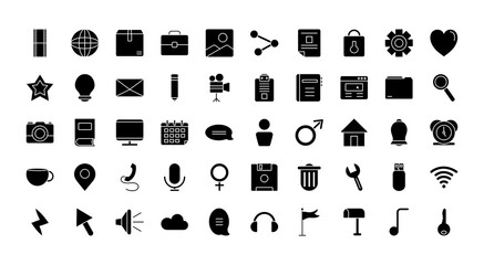 web icons set, silhouette style
