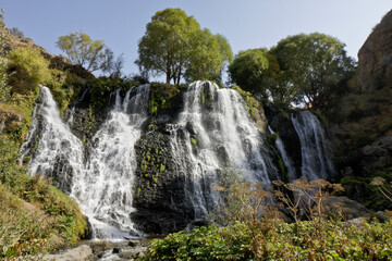 Fototapeta na wymiar Shaki Waterfall on the Vorotan River, the largest waterfall in Armenia