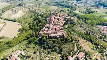 Foto op Canvas aerial view of the medieval town of Colle di Certaldo birthplace of Giovanni Boccaccio Tuscany © Massimo