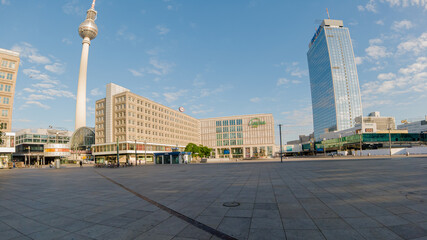 The famous Berlin Alexanderplatz with its famous sights.