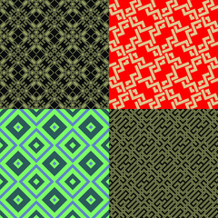 Set of geometric seamless pattern. Decorative abstract wallpaper. Collection color seamless background.