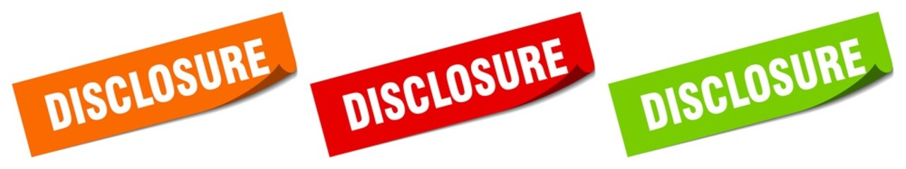 disclosure sticker. disclosure square isolated sign. disclosure label
