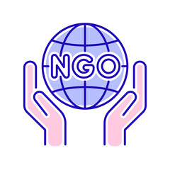NGO organization color line icon. Non profit community. Pictogram for web page, mobile app, promo. 