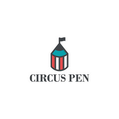 pencil circus logo vector monogram