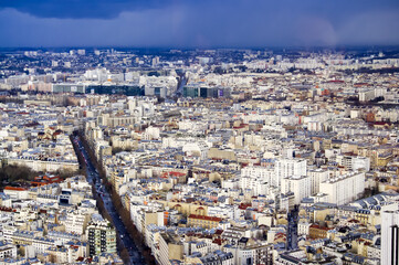 Panoramic view of Paris suburbs from Montparnasse 