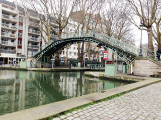 Footbridge over Canal St Martin in Paris