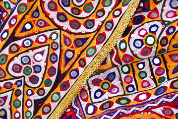 Mirrored embroidery work typical of the Aahir tribe in Gujarat, India