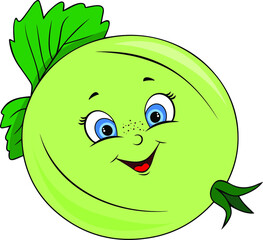 cartoon character of fruits and vegetables