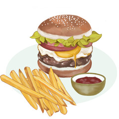 burger and fries