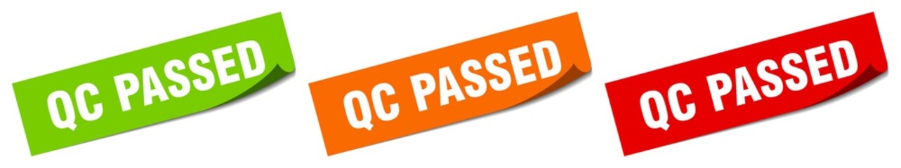 qc passed sticker. qc passed square isolated sign. qc passed label