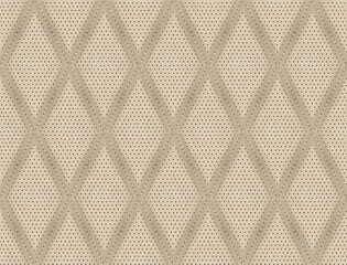 Beige padded perforated leather in diamond pattern