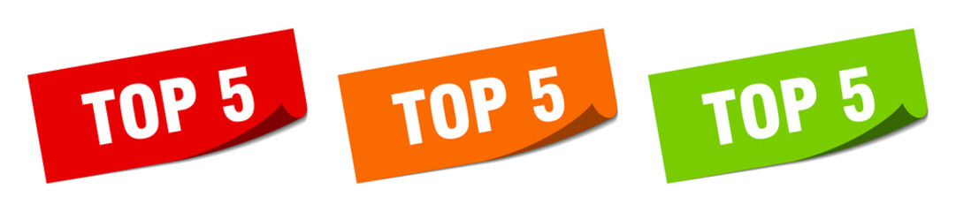top 5 sticker. top 5 square isolated sign. top 5 label