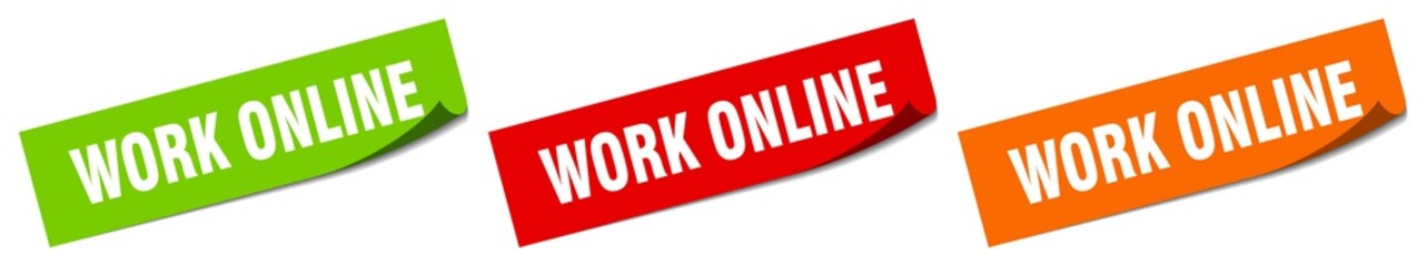 work online sticker. work online square isolated sign. work online label