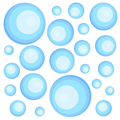 Isolated blue water bobbles on white background