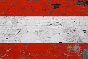 Austria flag on grunge scratched concrete surface. National vintage background. Retro wall concept.