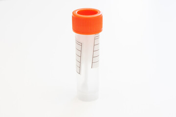 medical jar for analysis on a white table