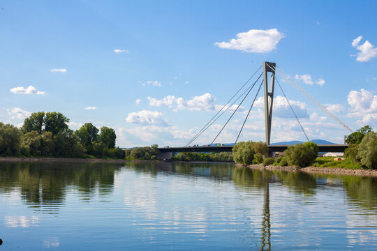 motorway bridge over the river Donau near the estuary of the river Isar