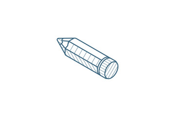 pencil isometric icon. 3d line art technical drawing. Editable stroke vector