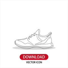 Vector illustration of sneakers. Sports shoes in a line style. Continuous one line