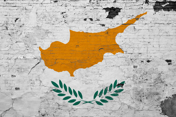 Cyprus flag on grunge scratched concrete surface. National vintage background. Retro wall concept.