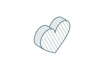 heart shape isometric icon. 3d line art technical drawing. Editable stroke vector
