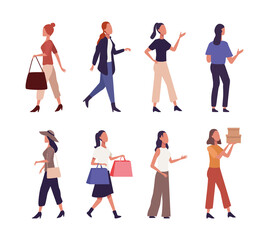 group of young women in shopping day