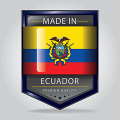 Made in ECUADOR Seal, ECUADORIAN National Flag (Vector Art)
