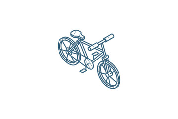 Fototapeta na wymiar Bicycle, bike isometric icon. 3d line art technical drawing. Editable stroke vector