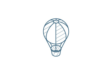Air balloon isometric icon. 3d line art technical drawing. Editable stroke vector