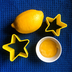lemon on a blue background