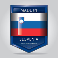 Made in SLOVENIA Seal, SLOVENE National Flag (Vector Art)
