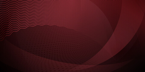 Abstract background made of halftone dots and curved lines in dark red colors